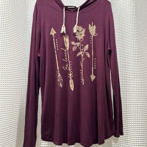 Women's Maroon Graphic Hoodie by Moonchild